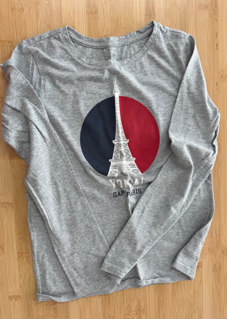 Gap Kids Long Sleeve Shirt – XXL (16-18) | Girls | Grey | Paris Print - Nest and Sprout-Consignment