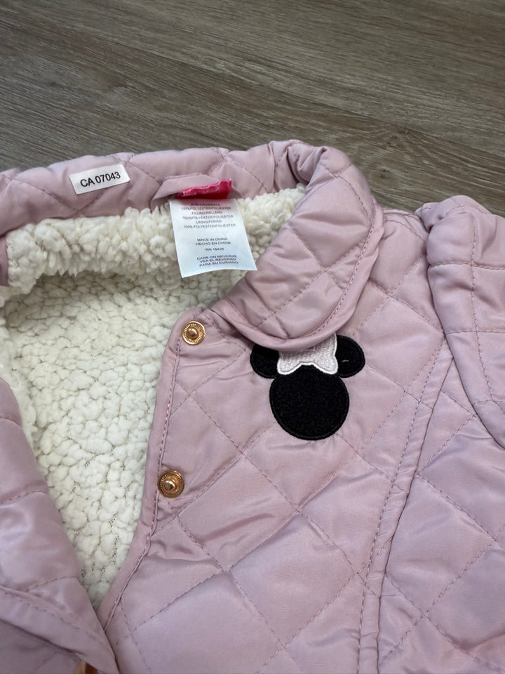 Disney Junior Minnie Mouse Quilted Jacket – 4 | Light Lilac Sherpa Peplum
