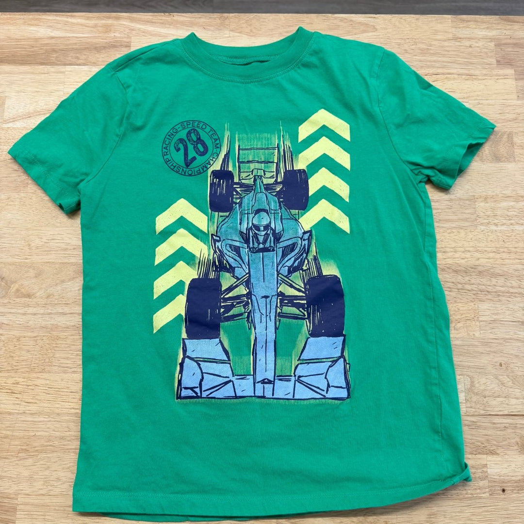 Carter's Speeder Racing Car Shirt – L (10/12) | Green Short Sleeve - Nest and Sprout-Consignment
