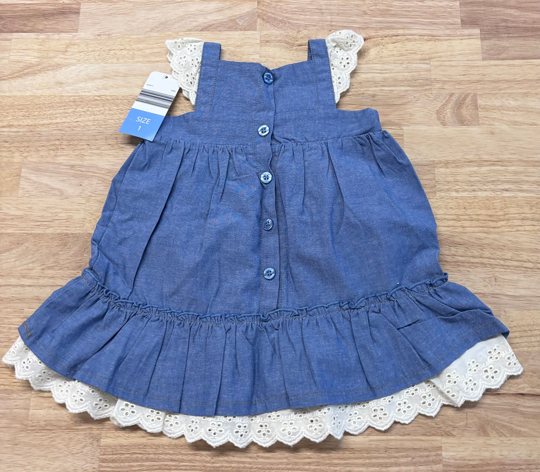 Young Hearts Denim Dress - Size 1