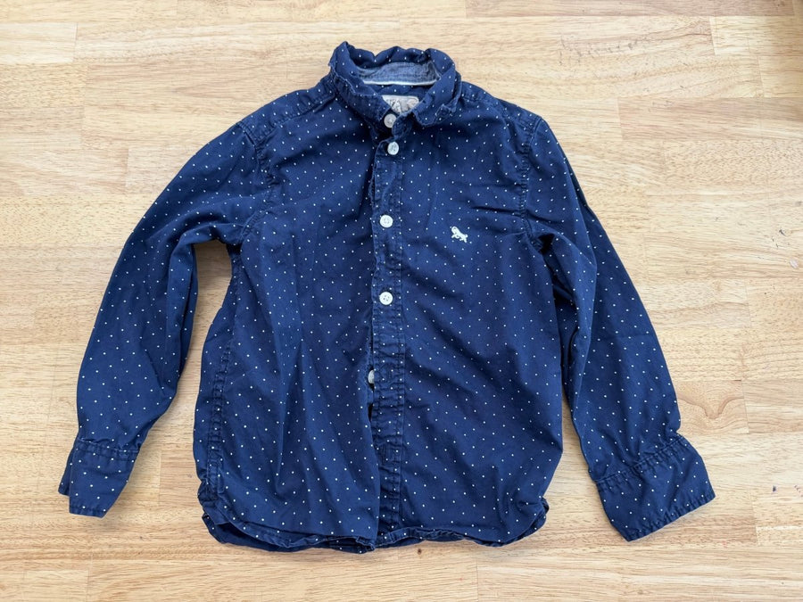 Logg Button - Up Shirt – 2–3Y | Navy Polka Dot - Nest and Sprout - Consignment