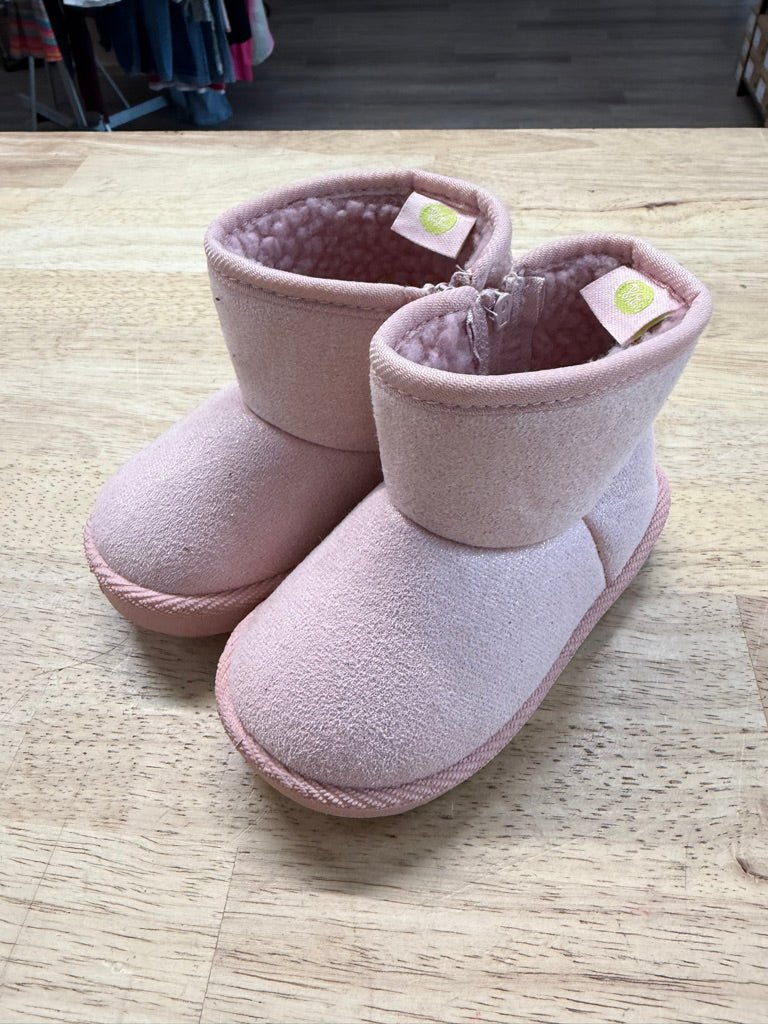 First Steps Faux Fur Ugg - Style Boots – 4 | Pink Side Zipper - Nest and Sprout - Consignment