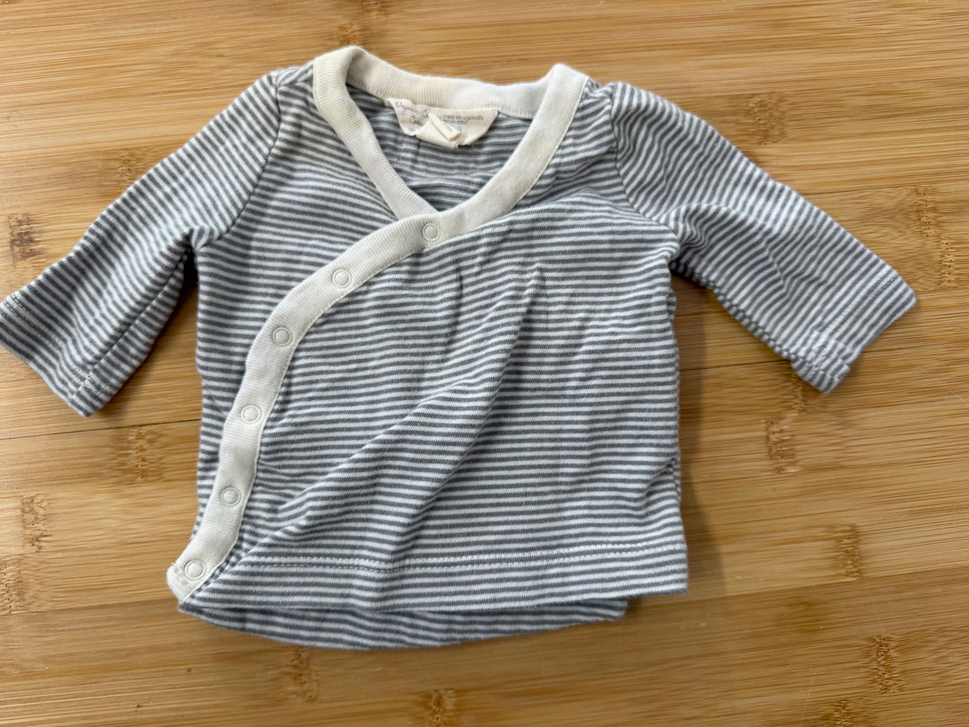 Gap Kimono Top – Newborn | Grey & White Stripe Organic Cotton