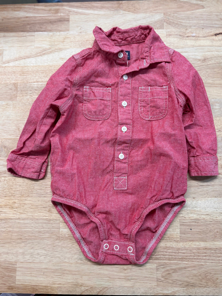 OshKosh Button-Up Shirt – 24M Red Chambray