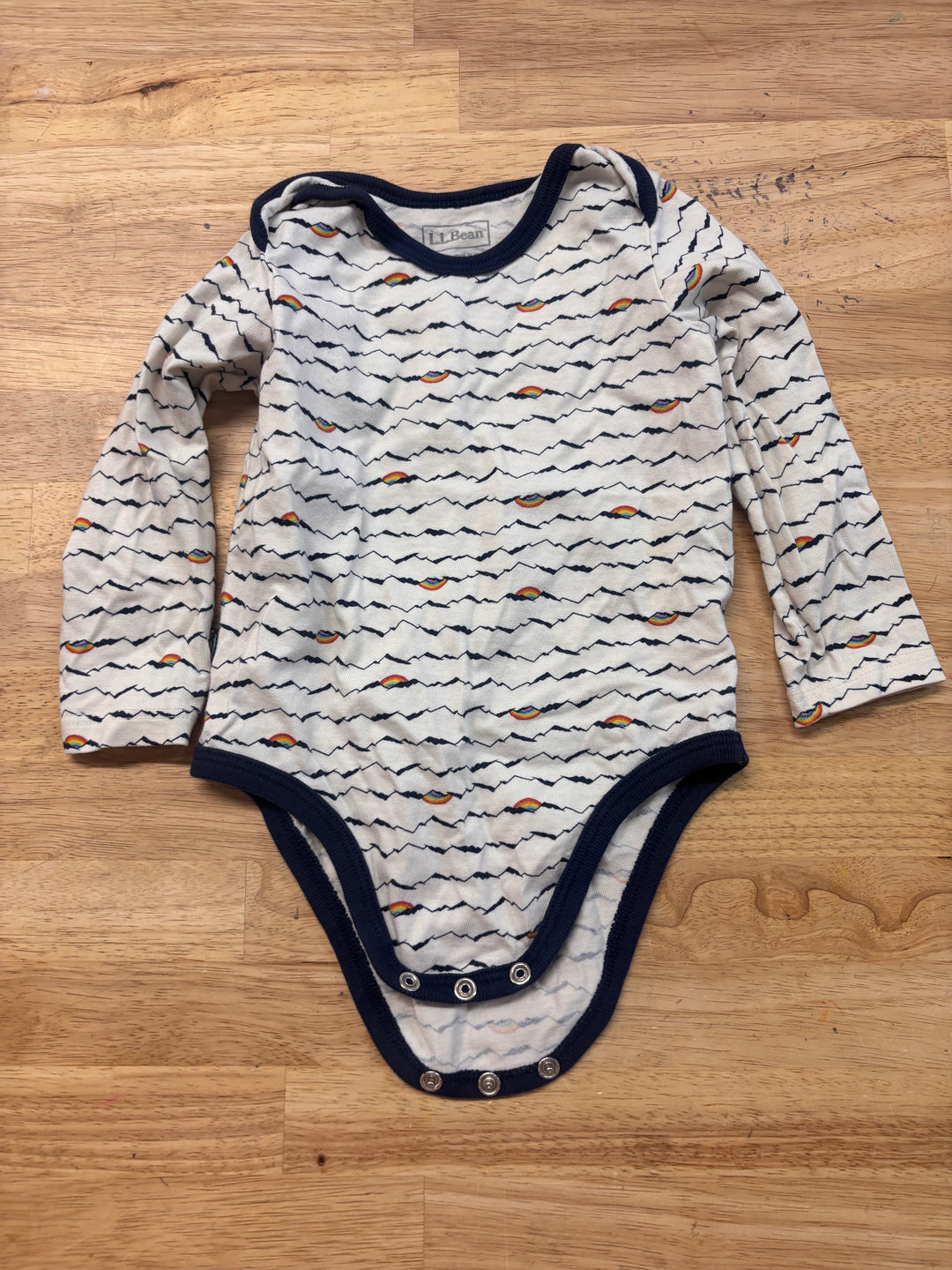 LL Bean Organic Cotton Bodysuit Mountain Rainbow 6-12M