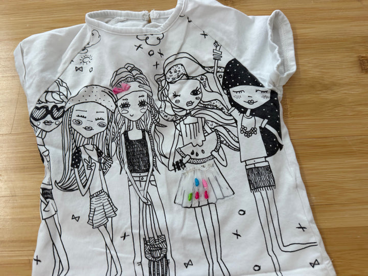 Souris Mini Tween Girls Textured Graphic Shirt – 3Y | Black & White