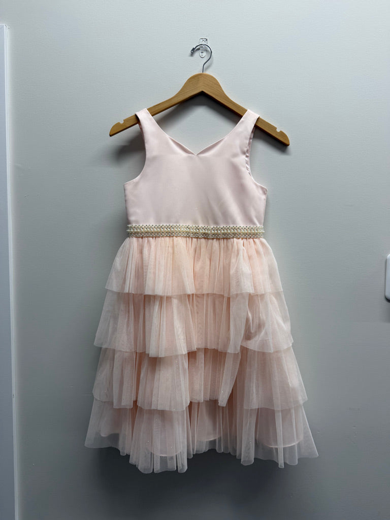 Couture Princess Special Occasion Dress – 12 | Light Pink Pearl Belt Tulle Overlay | Play