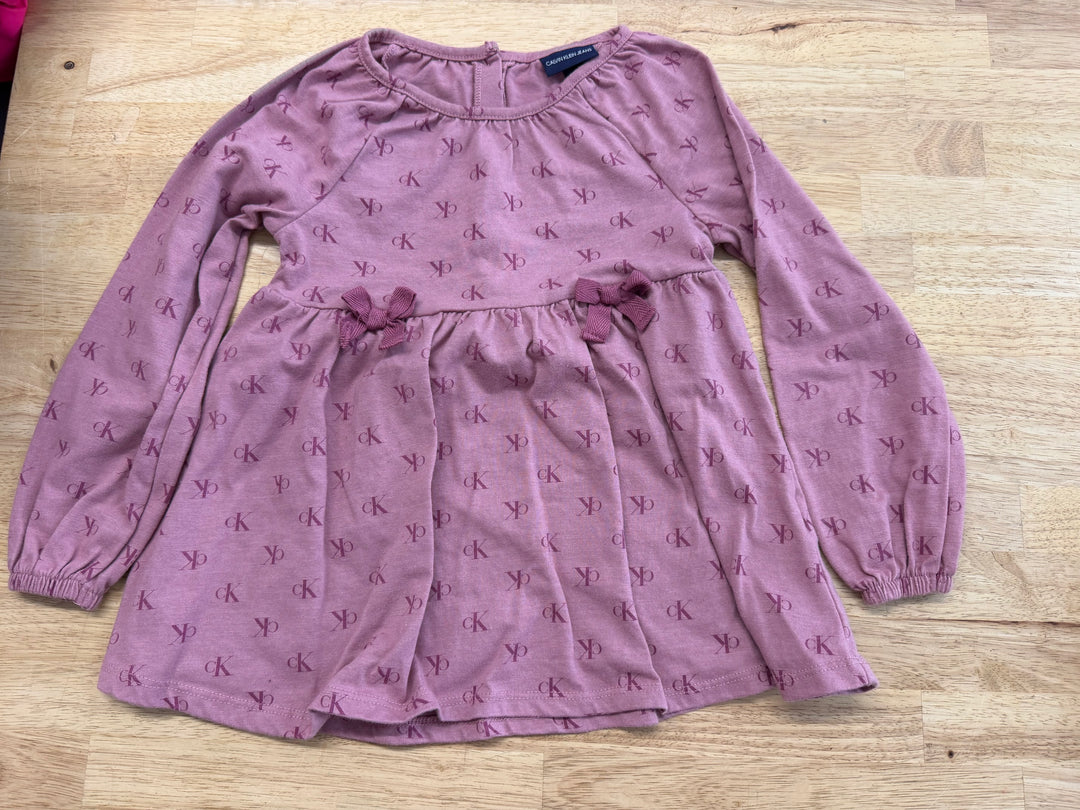 Calvin Klein Long Sleeve Shirt – 6 | Light Pink/Purple CK Allover Logo