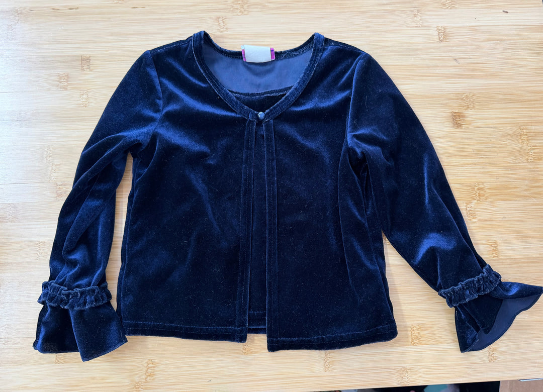 Kloz for Kids Long Sleeve Shirt – 5 | Blue Velour | Built-In Cardigan Look