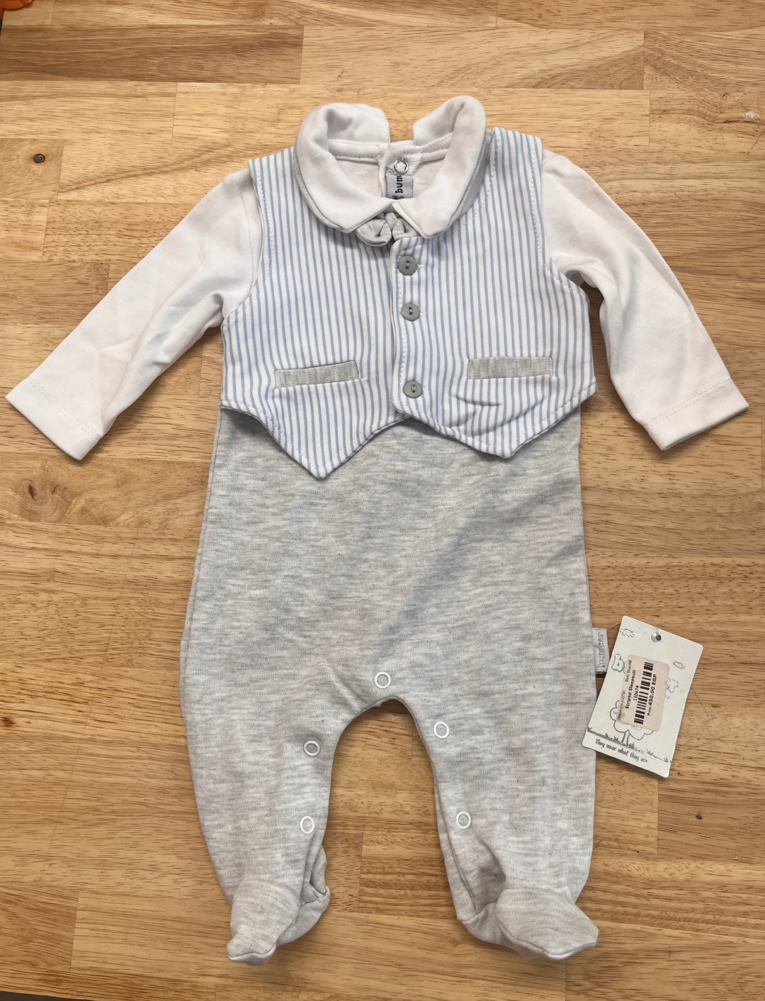 Bumber Robe Newborn Faux Tux Outfit - Blue/Grey NWT