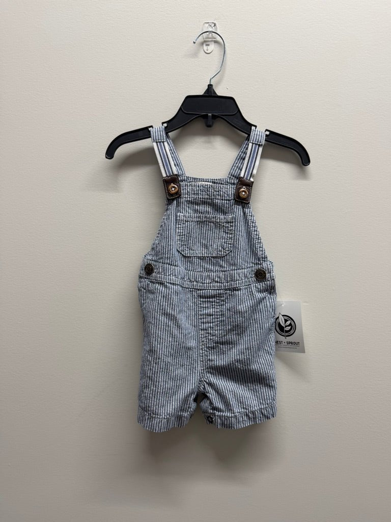 George Pinstripe Short Overalls – 6–12M | Lightweight Button Snap - Nest and Sprout-Consignment
