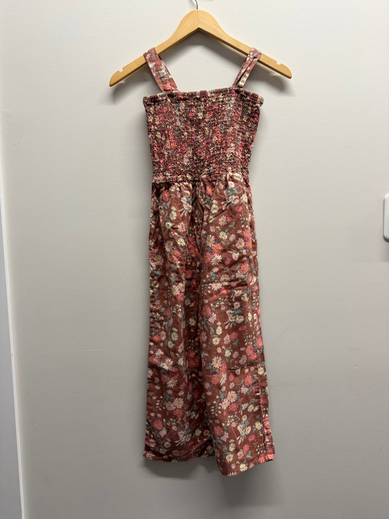 OshKosh Floral Smocked Romper – 10 | Dark Floral Long Legs Tank Strap