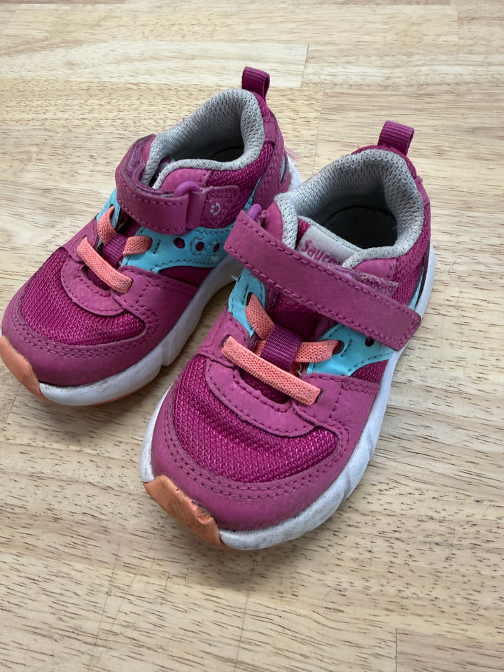 Saucony Pink & Orange Velcro Runner – 5 (EU 21) | Excellent