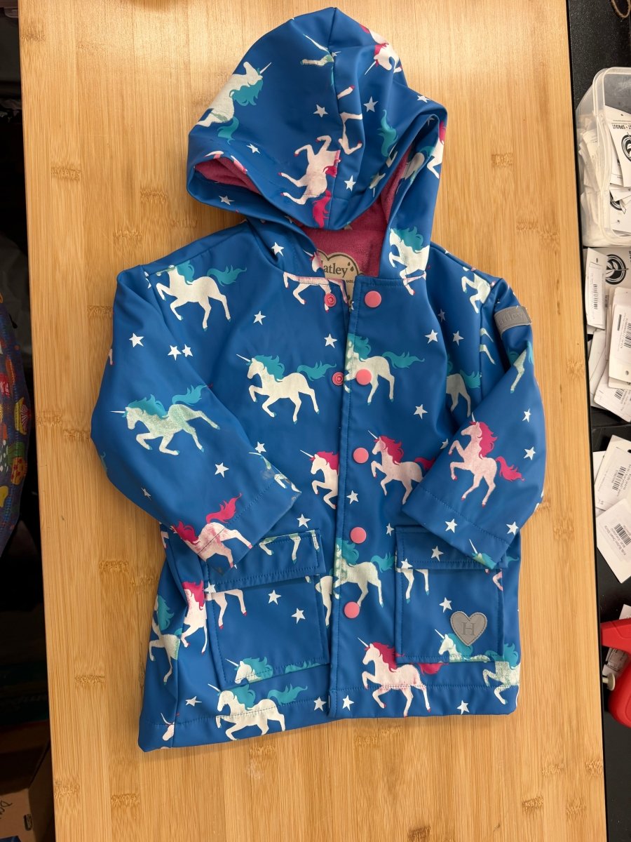 Hatley Rain Jacket – 2 | Blue Pegasus | Snap-Up | Terry Lined - Nest and Sprout-Consignment