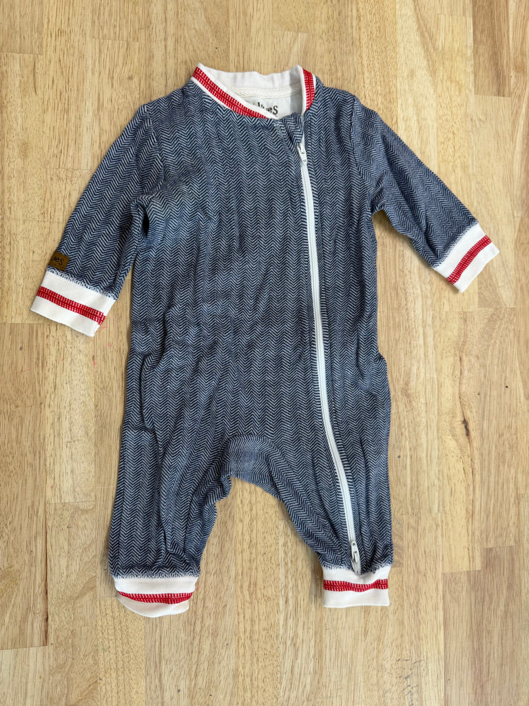 Juddlies Chevron Romper Navy | Size 0–3M