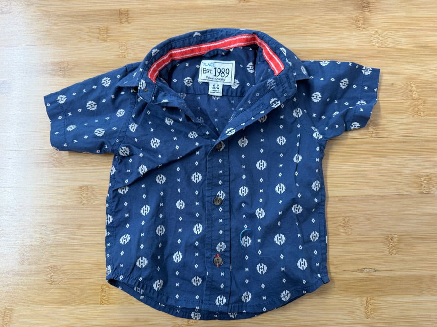 The Children's Place Button-Up Bodysuit – 6–9M | Navy Vertical Repeat Pattern - Nest and Sprout-Consignment