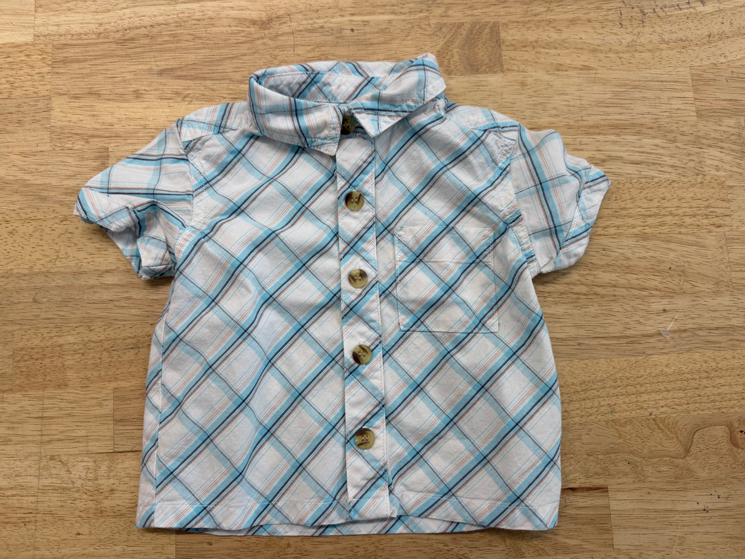 Roots Plaid Shirt – 3–6M | Blue Plaid