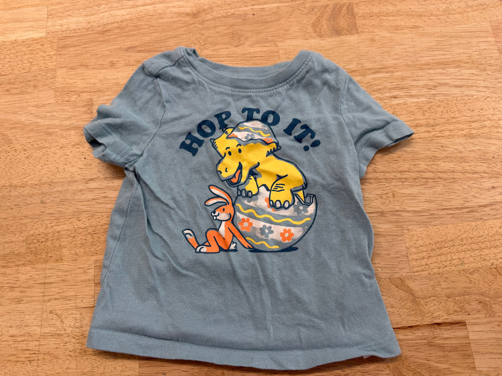 Old Navy Hop to It Shirt – 12–18M | Light Blue Dinosaur in Egg Girl Cut EASTER