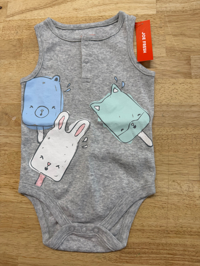 Joe Fresh Bodysuit – 3–6M | Light Grey | NWT