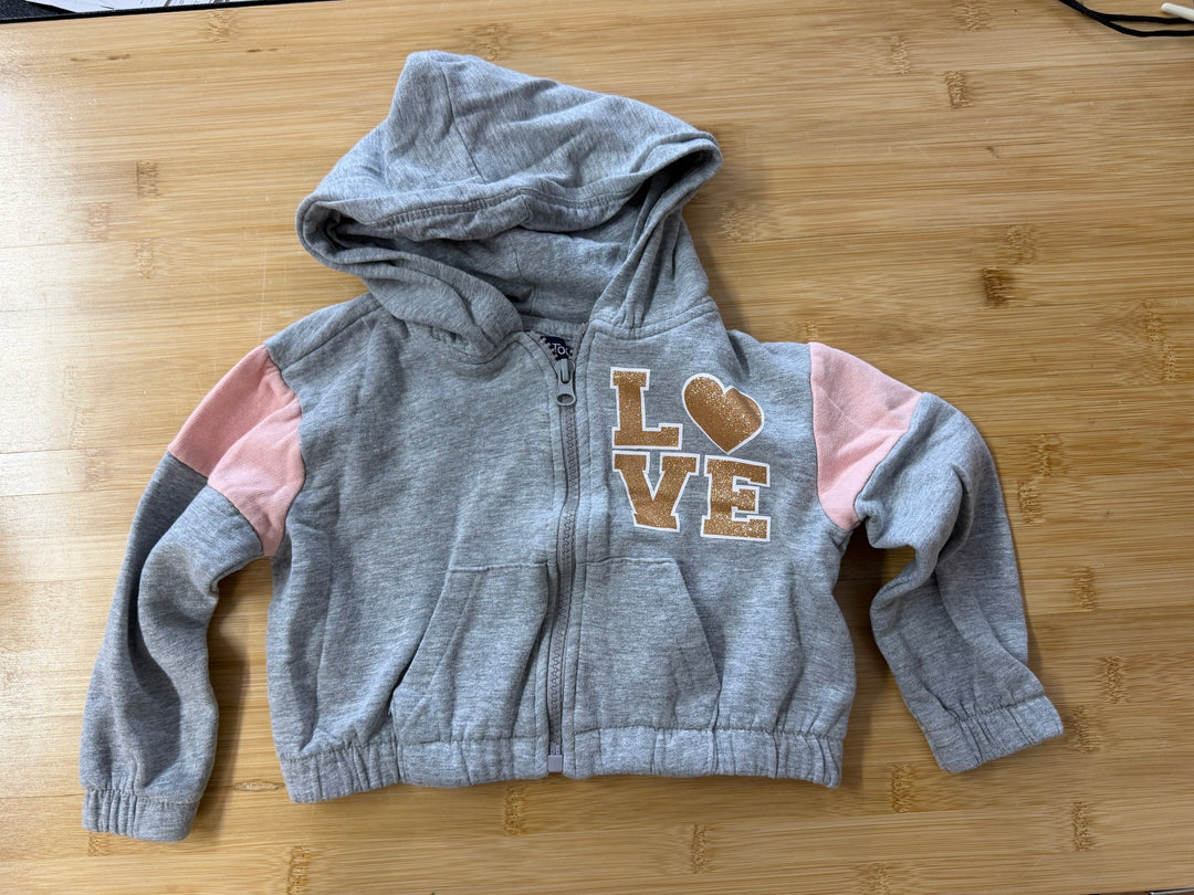 Limited Too Zip-Up Sweatshirt – 3T | "Love" Gold Glitter Logo | Pink Crop