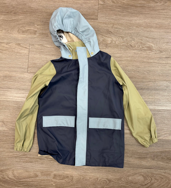 Wheat Rain Jacket – 8 | Navy, Green and Light Blue | Button-Up Snaps