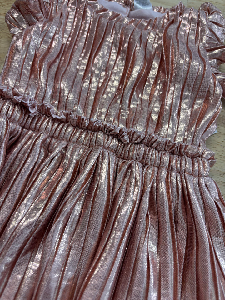 George Dress 3–6M – Metallic Rose Pleated