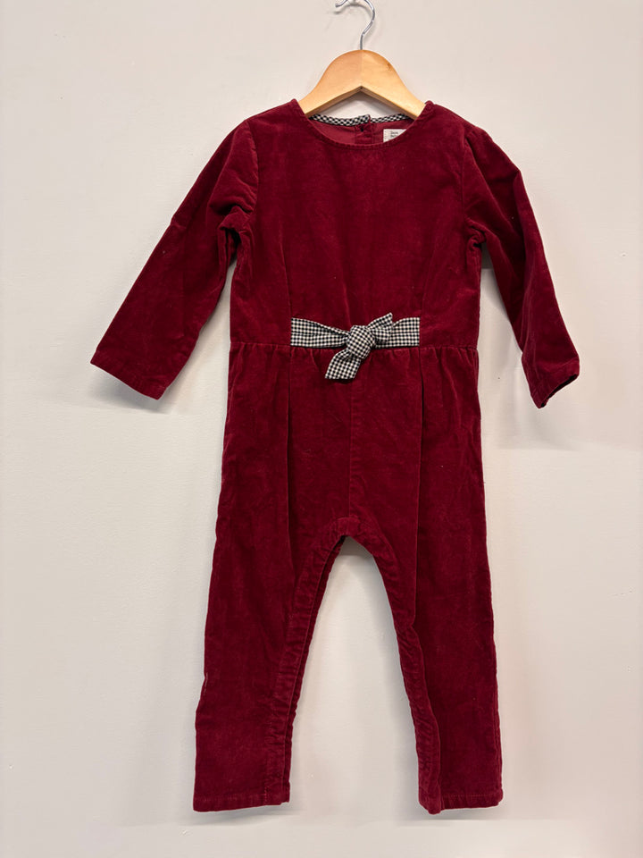 Zara Corduroy Jumpsuit – Red – Size 3-4Y