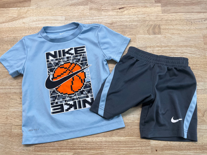 Nike Dri-Fit Basketball Two-Piece Set – 3T | Blue Shirt & Grey Shorts | Play