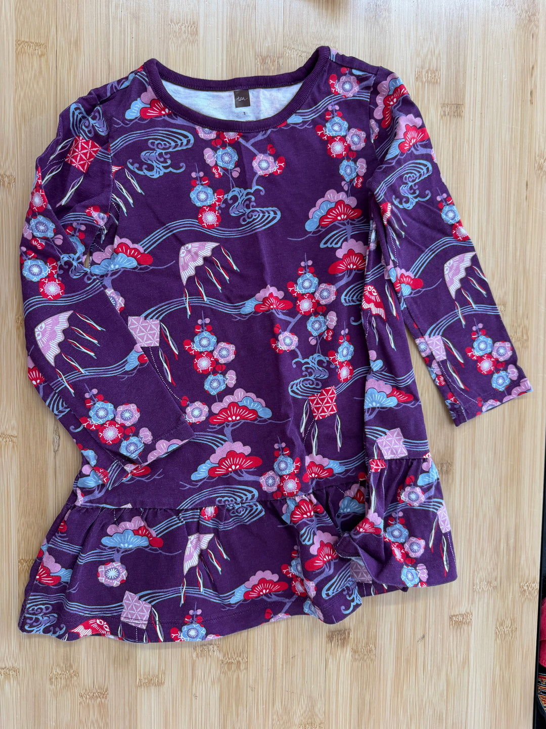 Tea Collection Purple Red Flower Cherry Blossom Japanese Skyline Dress – 3