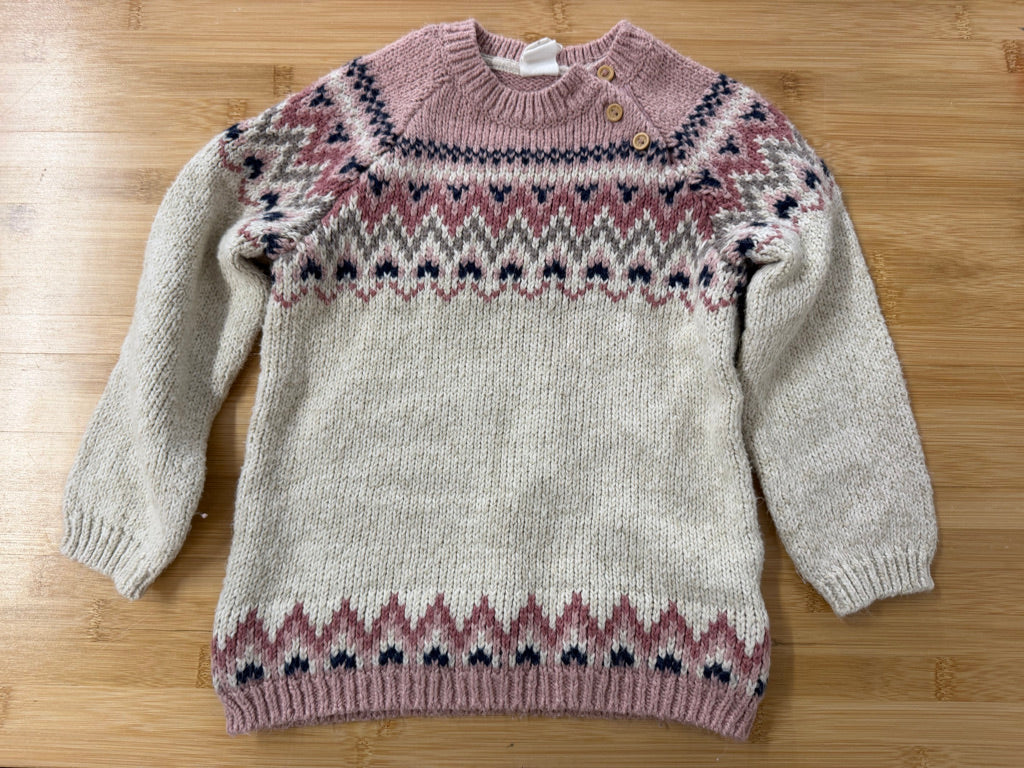 H&M Knit Cable Sweater – 2T | Pink Trim Neckline