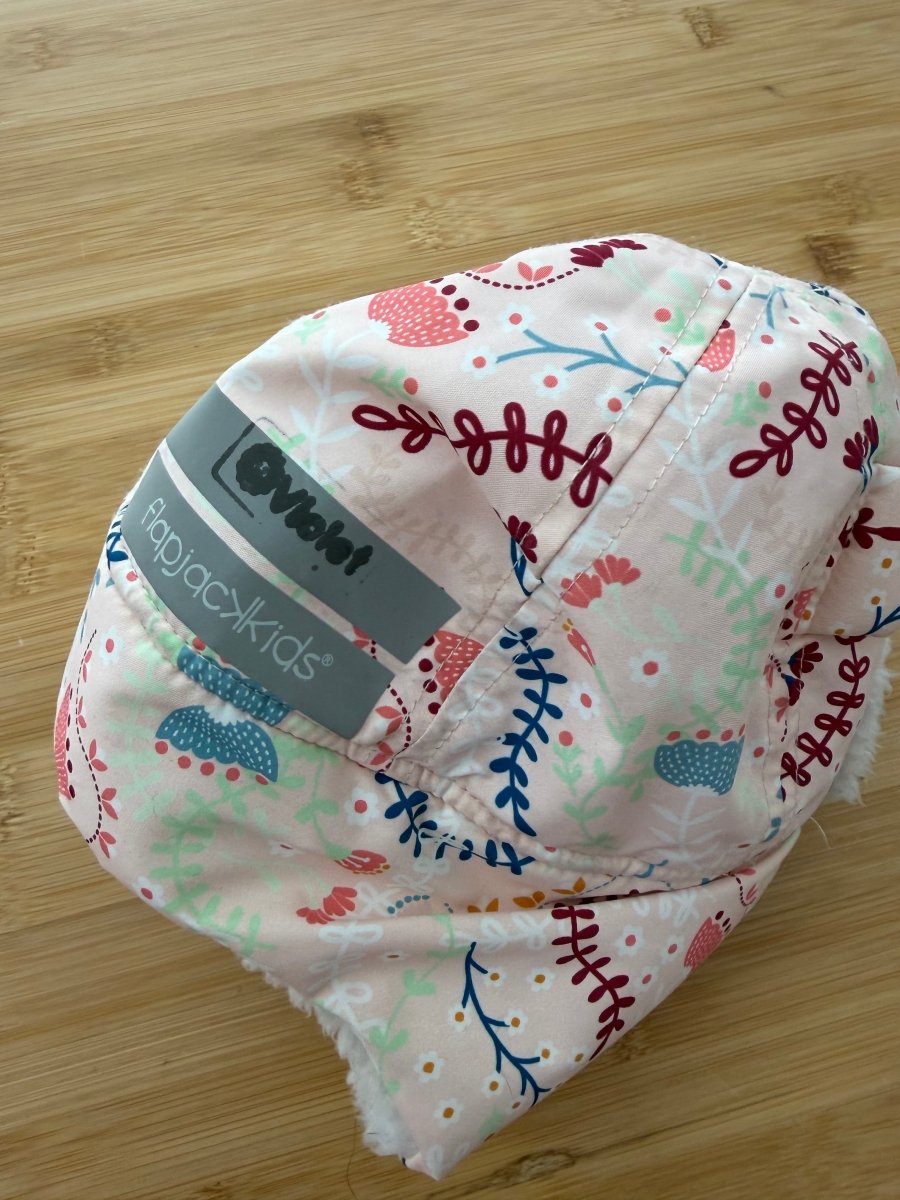 Flapjacks Trapper Hat – 6-24 Months | Light Pink Floral - Nest and Sprout-Consignment