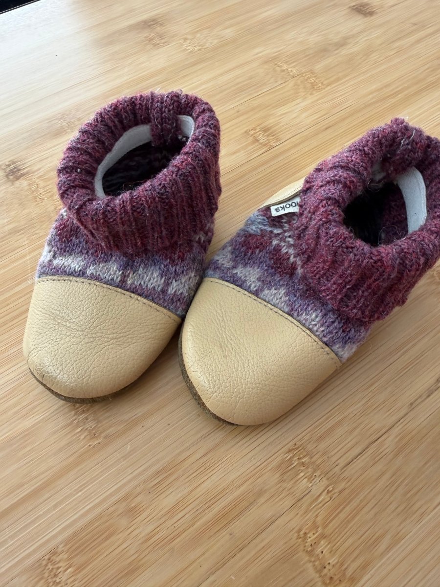Nooks Bootie – 12cm | Purple | Leather Base | Knit Top - Nest and Sprout-Consignment