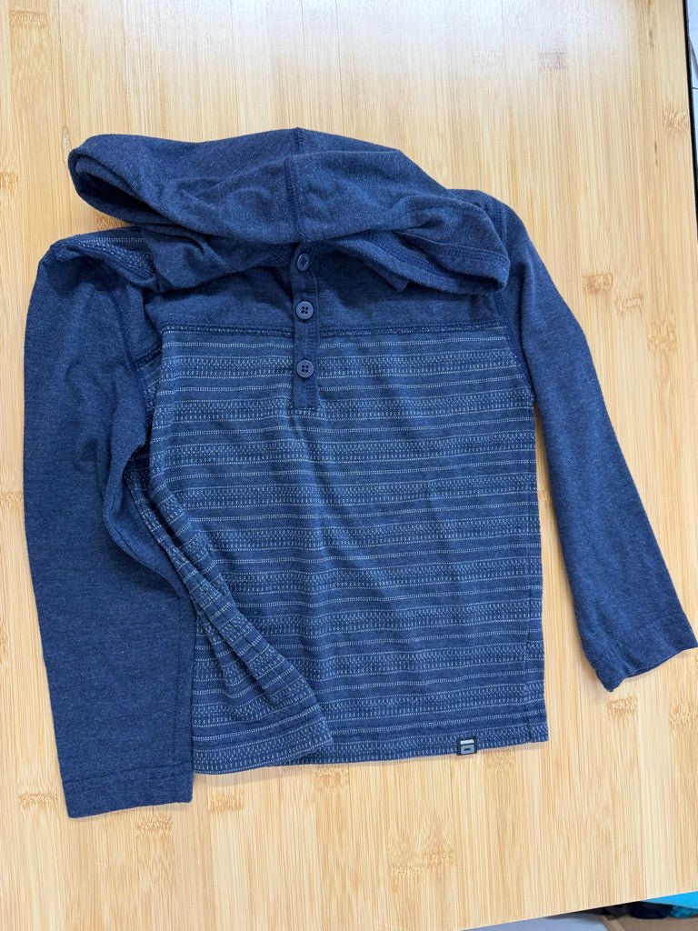 Burnside Hooded Shirt – 4 | Navy Horizontal Stripe - Nest and Sprout-Consignment
