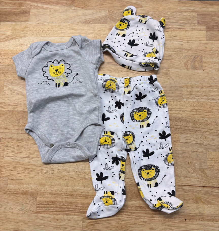 Baby Mode Outfit Set – Size 3–6M (Lion Theme, 3-Piece) imperfect