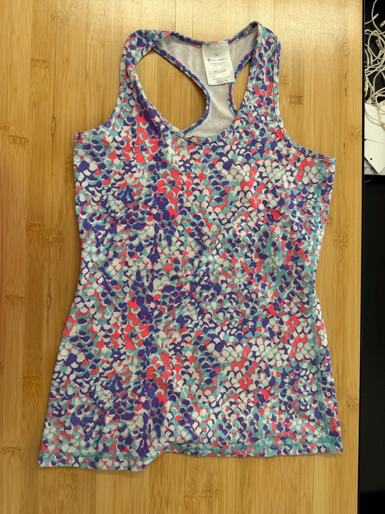 Ivivva Allover Print Tank Top – 12 | Pink Purple Blue Coral | Play - Nest and Sprout-Consignment