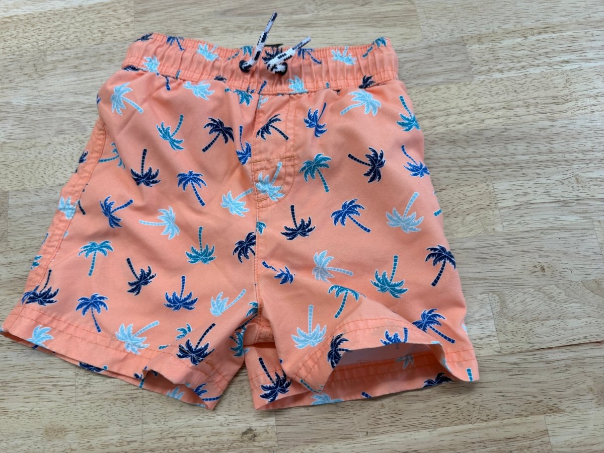 George Swim Shorts – 2T | Orange | Palm Trees - Nest and Sprout-Consignment