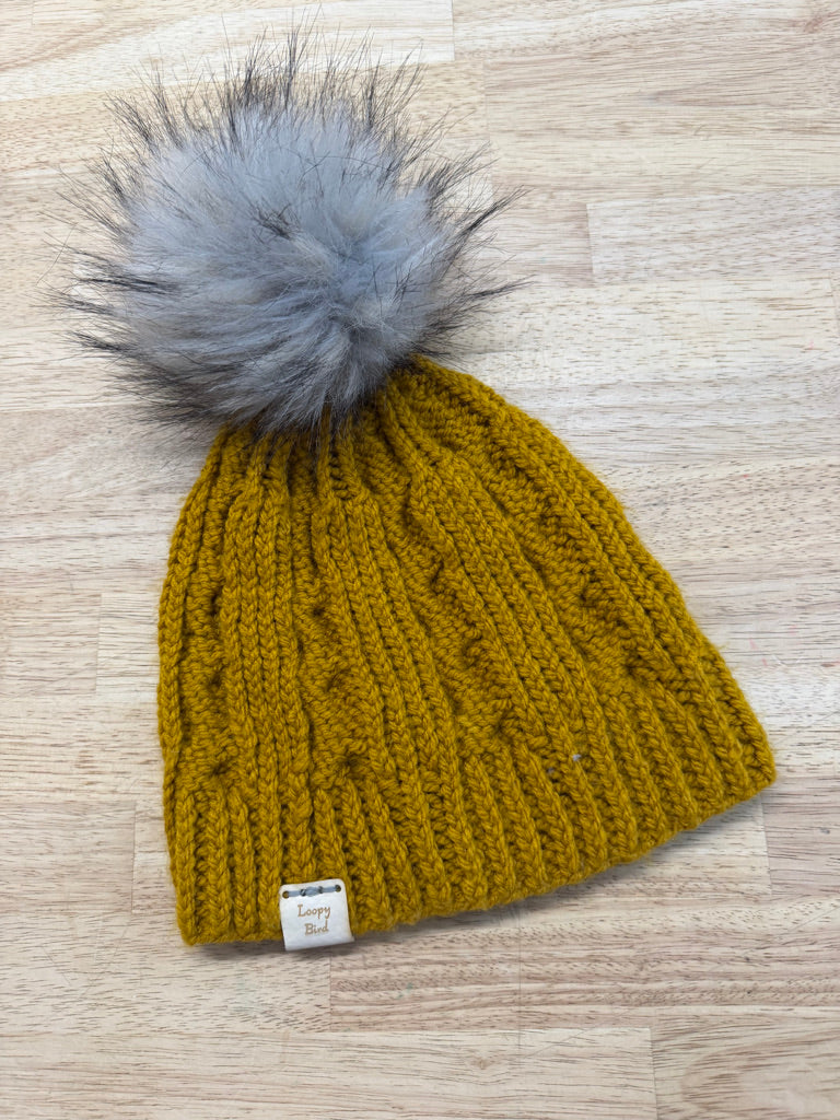 Loopy Bird Pompom Toque – One Size | Mustard