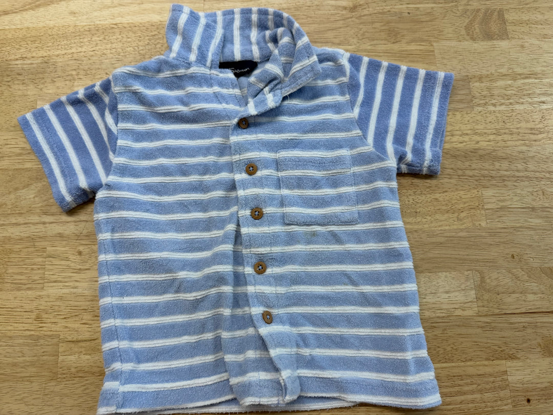 Ben Sherman Terry Cloth Button-Up Shirt – 24M | Striped | Play