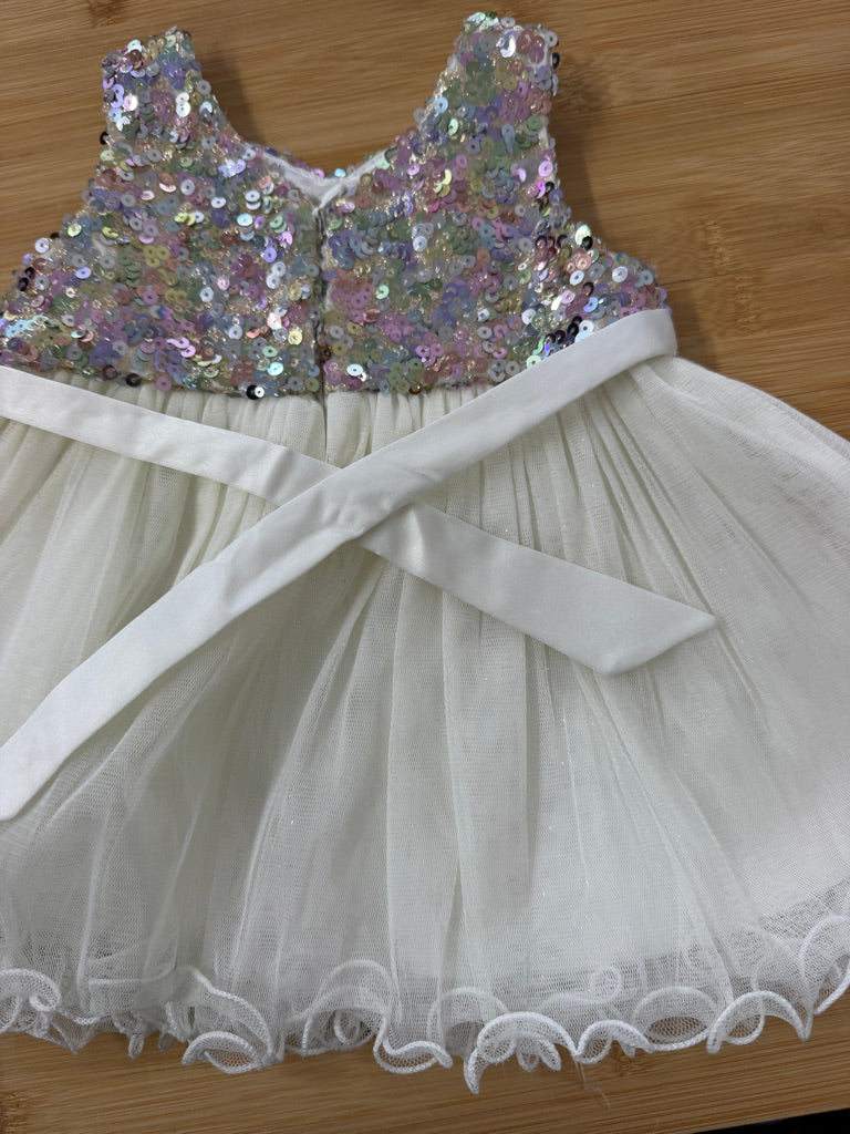 American Princess Special Occasion Dress – 3M | Sequin Top White Glitter Skirt