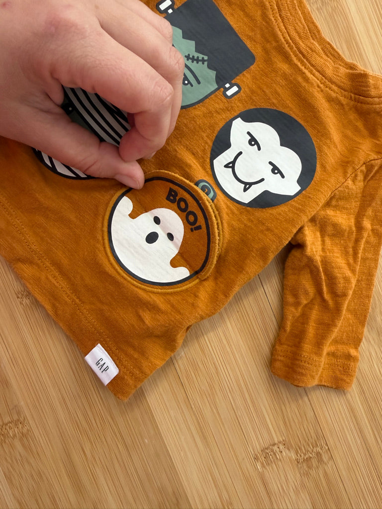 Gap Frankenstein Shirt – 0–3M | Mustard Halloween Graphic | Holiday