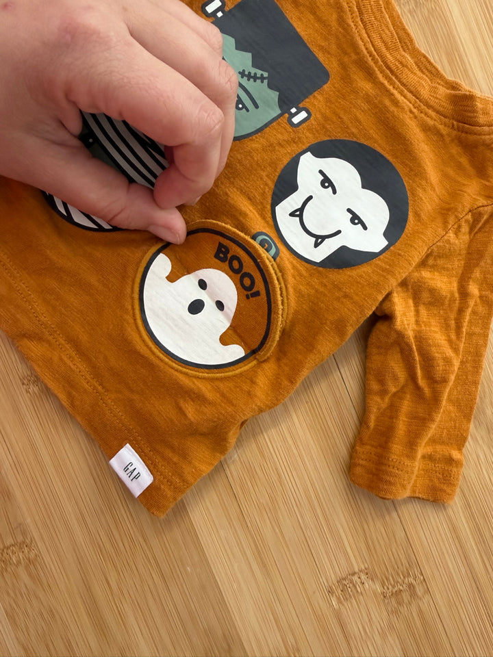 Gap Frankenstein Shirt – 0–3M | Mustard Halloween Graphic | Holiday
