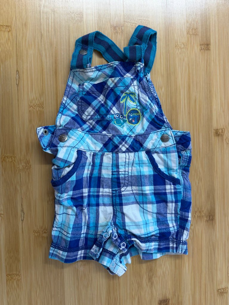Cool Club Plaid Overalls – 74 | Blue Short Lightweight - Nest and Sprout-Consignment