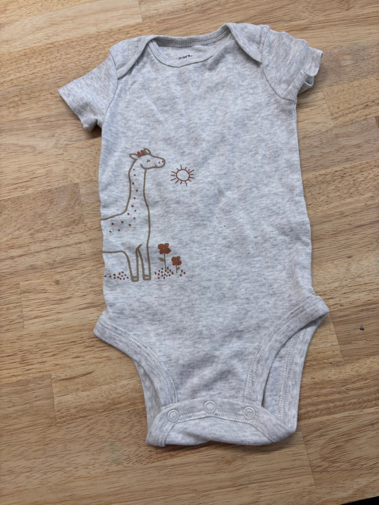 Carters 6M Light Grey Giraffe Bodysuit