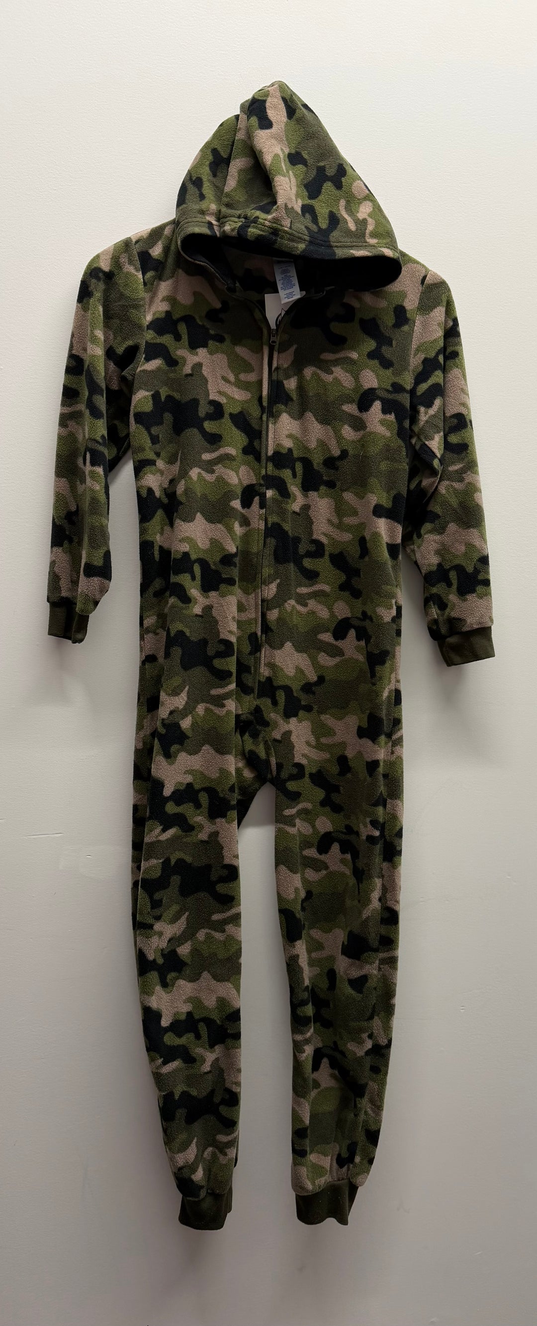 PJ Place Camo Fleece Hooded Footless One-Piece – 10/12 | Lightweight