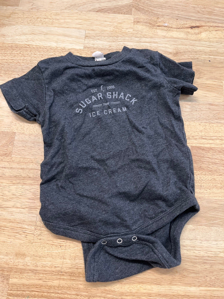 Sugar Shack 6–12M Charcoal Ice Cream BODYSUIT