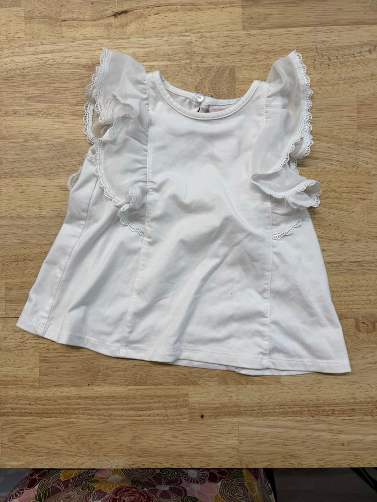Shabby Chic Top – 12M | White Ruffle - Nest and Sprout - Consignment