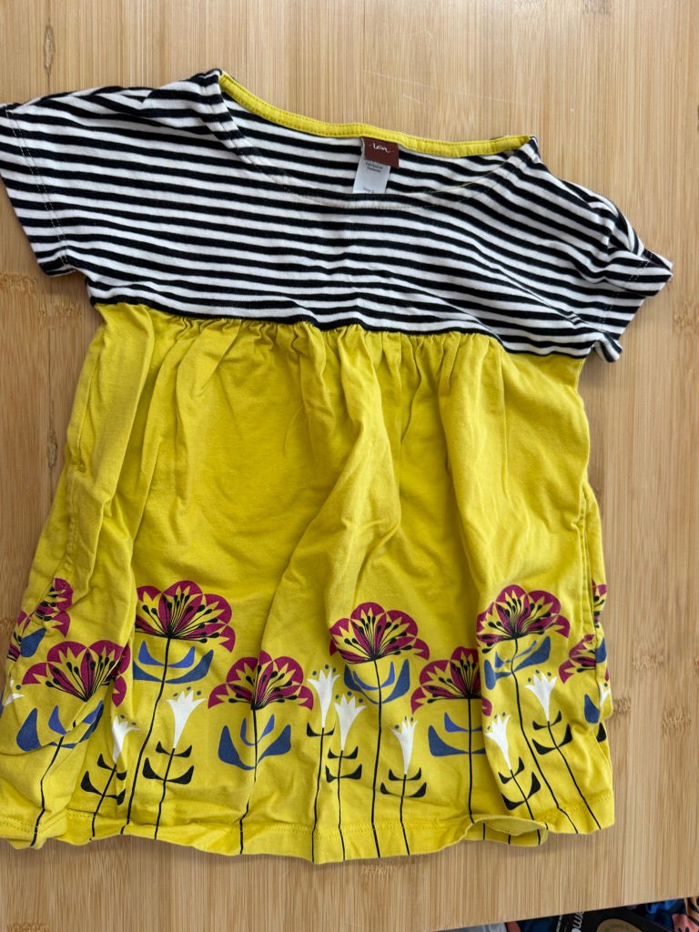Tea Collection Dress – 3 | Yellow Floral with Black and White Bodice