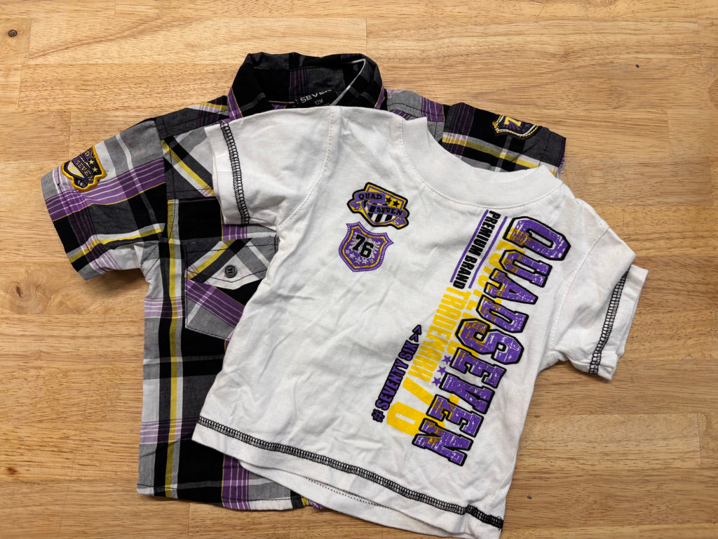 Quad Seven Two-Piece Set – 12M Purple Plaid