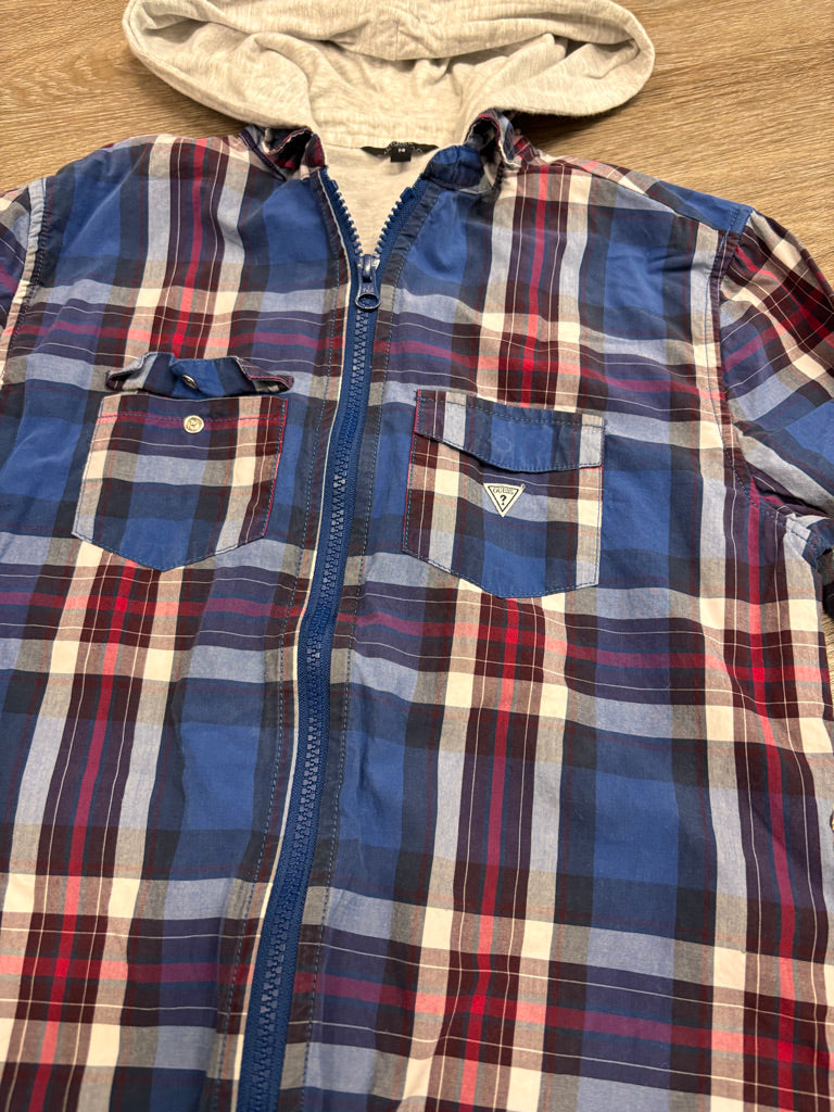 Guess Youth 14 Plaid Hoodie Shirt