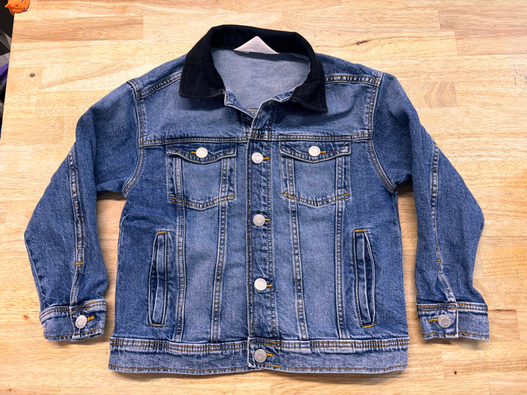H&M Size 6/7 Denim Jacket with Black Collar